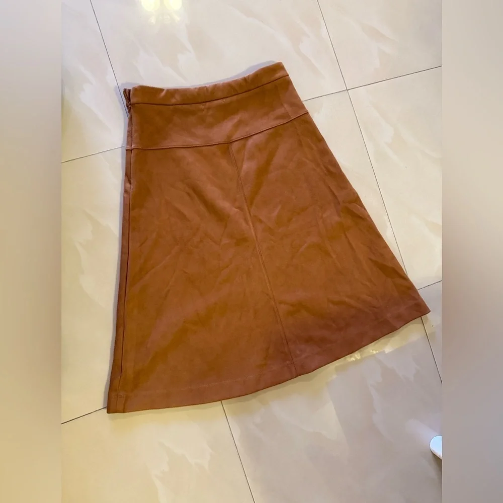 Girls Faux Suede kid chick Skirt brown zipper winter zipper 18 Y winter